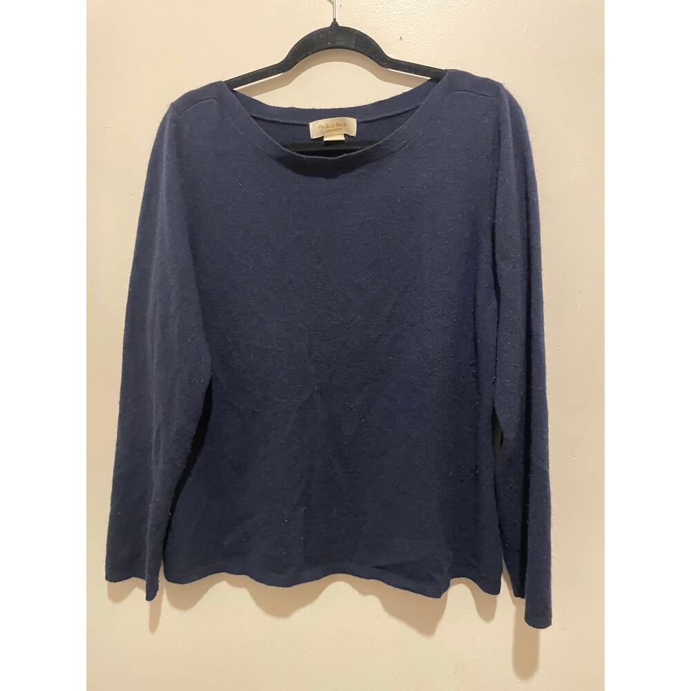 peck & Peck blue boat collar cashmere sweater size XL